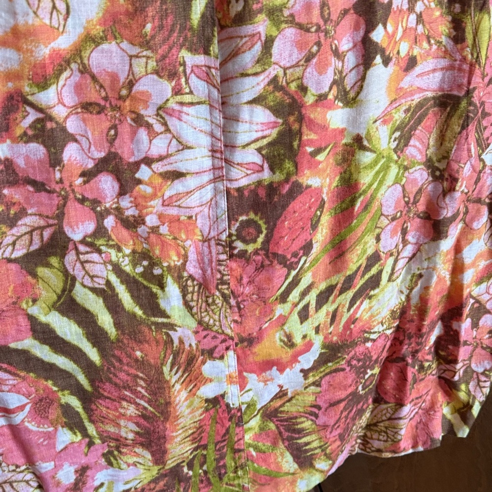 J. Jill Linen Floral Midi Dress - Pink and Green - Picture 7 of 12